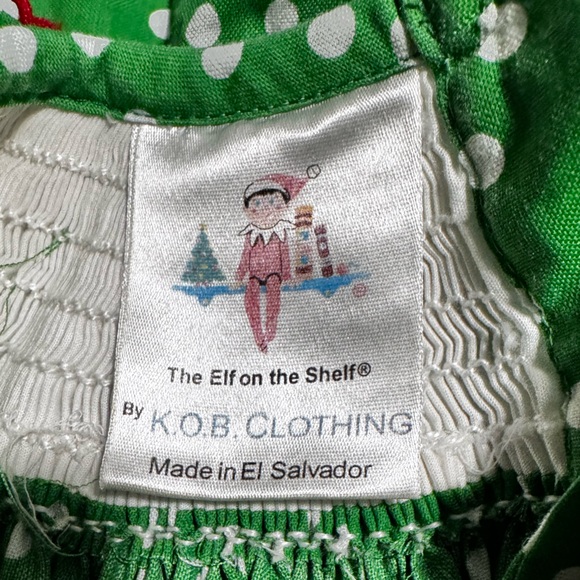 Girls 12M Elf on the Shelf Smocked Green & White Polka Dotted Christmas Dress - Picture 5 of 7